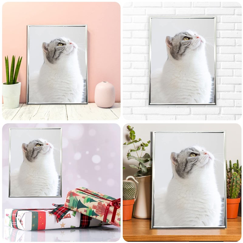 DECANIT 4x6 Picture Frame Metal, Thin Profile Photo Frame 4 by 6 Inch, Display for Wall or Tabletop,Silver - Image 5